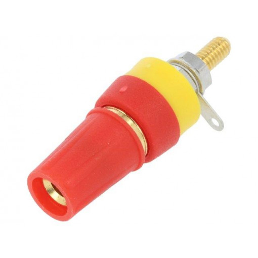 CL15511A; Socket; 4mm banana; 15A; 250VDC; L: 42mm; red; gold-plated; on panel; CLIFF
