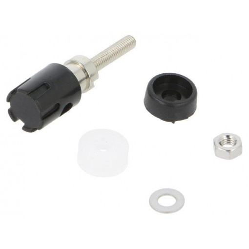 CL681561; Socket; 4mm banana; 15A; 48VDC; black; nickel plated; on panel; CLIFF CL681561; Socket; 4mm banana; 15A; 48VDC; black; nickel plated; on panel; CLIFF
