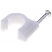 ; Holder; white; Application: on round cable; 100pcs; with a nail; 