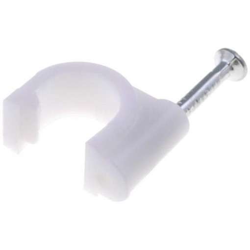 ; Holder; white; Application: on round cable; 100pcs; with a nail; 