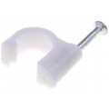 ; Holder; white; Application: on round cable; 100pcs; with a nail; 