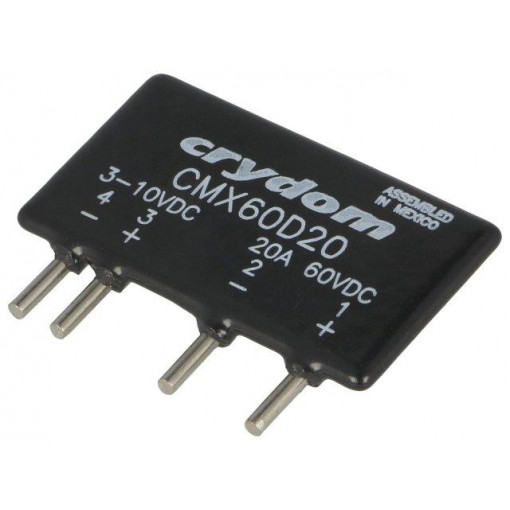 CMX60D20; Relay: solid state; Ucntrl: 3÷10VDC; 20A; 0÷60VDC; THT; SIP; CRYDOM CMX60D20; Relay: solid state; Ucntrl: 3÷10VDC; 20A; 0÷60VDC; THT; SIP; CRYDOM