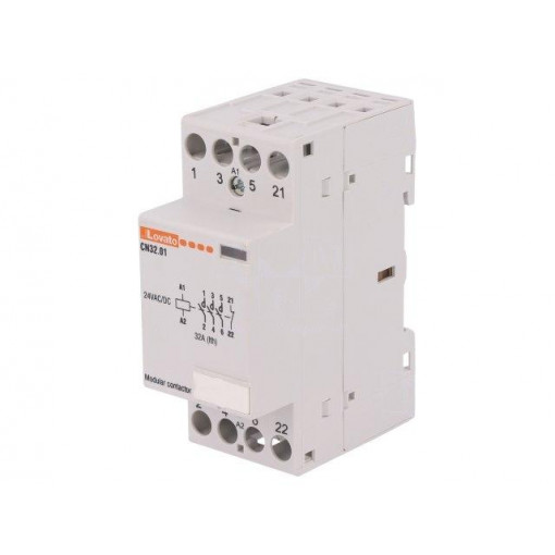 CN3201024; Contactor: 4-pole installation; NC + NO x3; 24VAC; 24VDC; 32A; DIN; LOVATO ELECTRIC