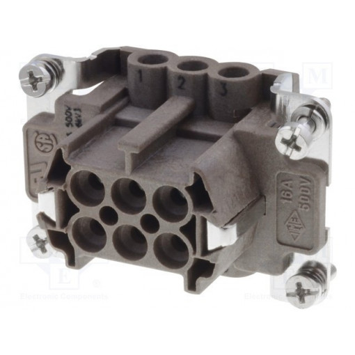 CNEF 06 RY; Connector: rectangular; female; 180 °C; 6+PE; size 44.27; 16A; 500V; ILME