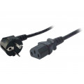 CP095; Cable; CEE 7/7 (E/F) plug angled,IEC C13 female; 3m; black; 10A; LOGILINK