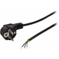 CP135; Cable; CEE 7/7 (E/F) plug angled,wires; 1.5m; black; 10A; 250V; LOGILINK