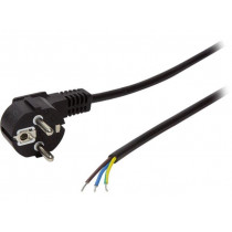CP135; Cable; CEE 7/7 (E/F) plug angled,wires; 1.5m; black; 10A; 250V; LOGILINK