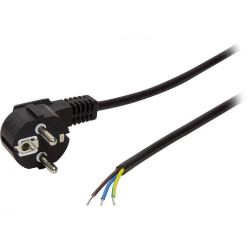 CP135; Cable; CEE 7/7 (E/F) plug angled,wires; 1.5m; black; 10A; 250V; LOGILINK