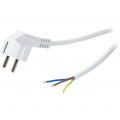 CP136; Cable; CEE 7/7 (E/F) plug angled,wires; 1.5m; white; 10A; 250V; LOGILINK