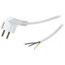 CP136; Cable; CEE 7/7 (E/F) plug angled,wires; 1.5m; white; 10A; 250V; LOGILINK