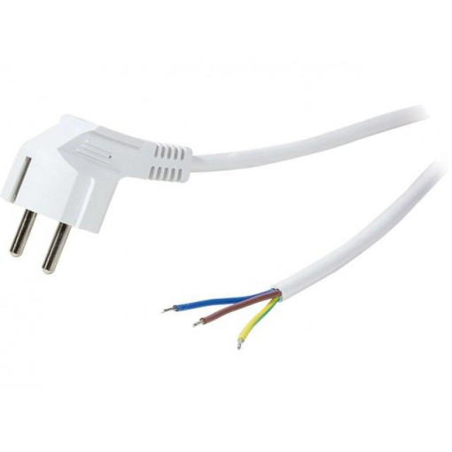 CP136; Cable; CEE 7/7 (E/F) plug angled,wires; 1.5m; white; 10A; 250V; LOGILINK
