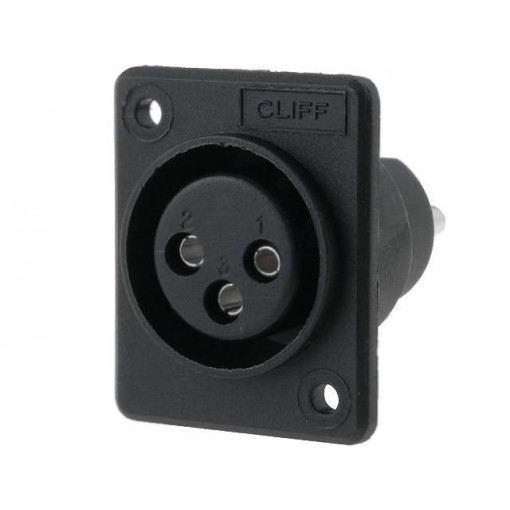 XACF (CP30012); Socket; XLR; female; PIN: 3; for panel mounting,screw; soldering; CLIFF