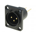 CP30061; Socket; XLR; male; PIN: 3; straight; sealed; flange (4 holes),screw; CLIFF CP30061; Socket; XLR; male; PIN: 3; straight; sealed; flange (4 holes),screw; CLIFF