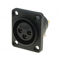 CP30070; Socket; XLR; female; PIN: 3; sealed; flange (4 holes),screw; 5A; CLIFF