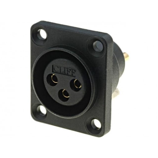 CP30070; Socket; XLR; female; PIN: 3; sealed; flange (4 holes),screw; 5A; CLIFF