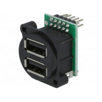 CP30092; Socket; USB A; for panel mounting,screw; pin header; double; CLIFF
