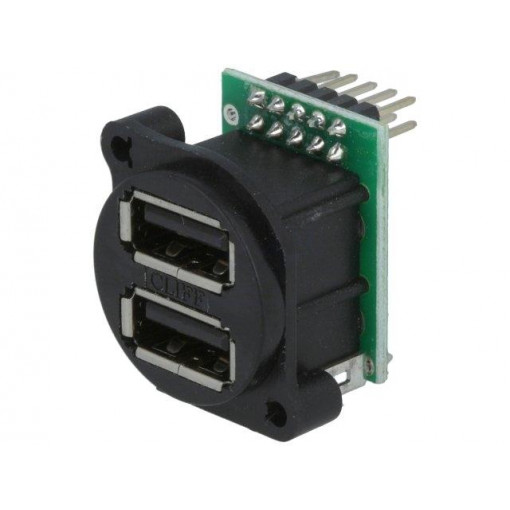 CP30092; Socket; USB A; for panel mounting,screw; pin header; double; CLIFF