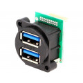 CP30097; Socket; USB A; for panel mounting,screw; pin header; double; CLIFF CP30097; Socket; USB A; for panel mounting,screw; pin header; double; CLIFF