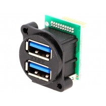 CP30097; Socket; USB A; for panel mounting,screw; pin header; double; CLIFF