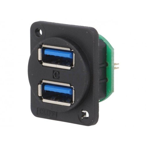 CP30105X; Socket; USB A; for panel mounting,plain screw hole,screw; CLIFF