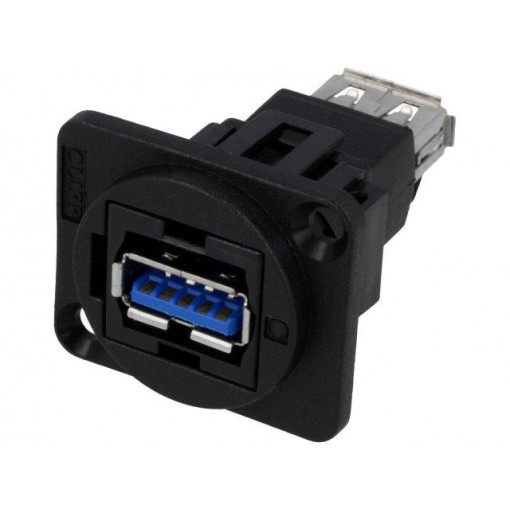 CP30205N; Coupler; USB A socket,both sides; FT; USB 3.0; plastic; 19x24mm; CLIFF