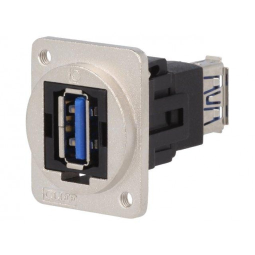 CP30205NM3; Coupler; USB A socket,both sides; FT; USB 3.0; metal; 19x24mm; CLIFF