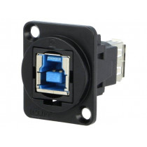 CP30206NMB; Coupler; USB A socket,USB B socket; FT; USB 3.0; metal; 19x24mm; CLIFF