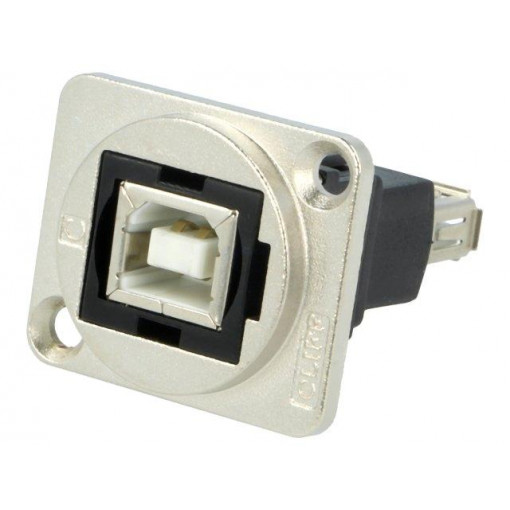 CP30207NM; Coupler; USB A socket,USB B socket; FT; USB 2.0; metal; 19x24mm; CLIFF