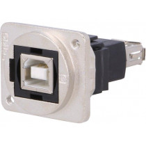 CP30207NM3; Coupler; USB A socket,USB B socket; FT; USB 2.0; metal; 19x24mm; CLIFF