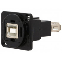 CP30207NMB; Coupler; USB A socket,USB B socket; FT; USB 2.0; metal; 19x24mm; CLIFF