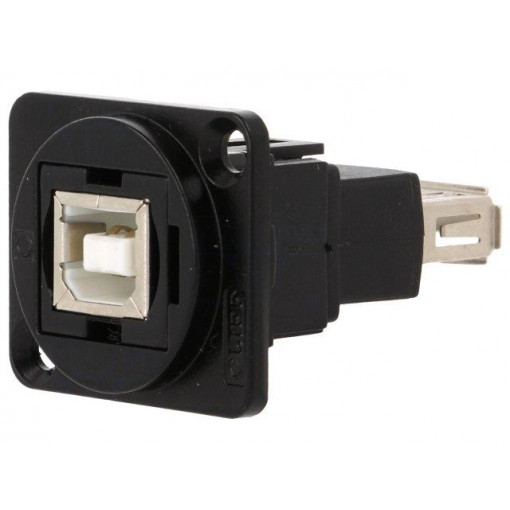 CP30207NMB; Coupler; USB A socket,USB B socket; FT; USB 2.0; metal; 19x24mm; CLIFF