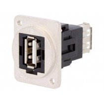 CP30208NM3; Coupler; USB A socket,both sides; FT; USB 2.0; metal; 19x24mm; CLIFF