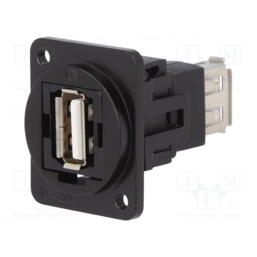 CP30208NM3B; Coupler; USB A socket,both sides; FT; USB 2.0; metal; 19x24mm; CLIFF