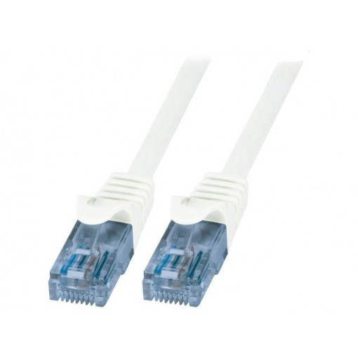 CP3041U; Patch cord; U/UTP; 6a; stranded; CCA; PVC; white; 1.5m; 26AWG; LOGILINK