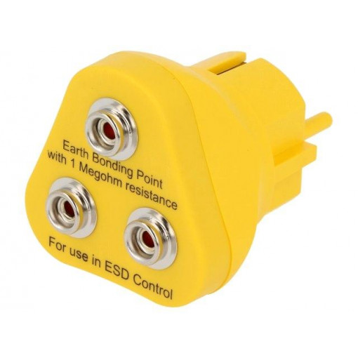 CPG 3000 10M; Earthing plug; ESD; Features: three10mm male press studs; 1MΩ; ELME