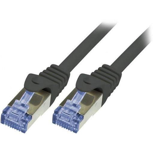 CQ3013S; Patch cord; S/FTP; 6a; stranded; Cu; LSZH; black; 0.25m; 26AWG; LOGILINK