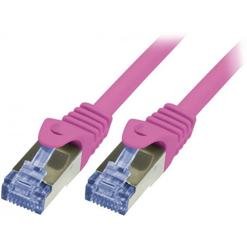 CQ3019S; Patch cord; S/FTP; 6a; stranded; Cu; LSZH; pink; 0.25m; 26AWG; LOGILINK