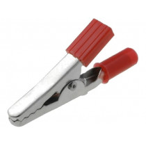 ; Crocodile clip; 60VDC; red; Grip capac: max.15mm; Socket size: 4mm; 