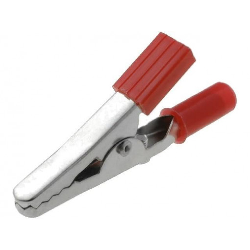 ; Crocodile clip; 60VDC; red; Grip capac: max.15mm; Socket size: 4mm; ; Crocodile clip; 60VDC; red; Grip capac: max.15mm; Socket size: 4mm;
