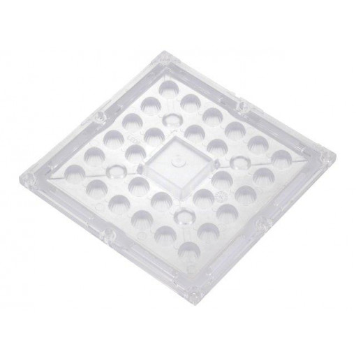 CS16323_STRADELLA-IP-28-HB-M; LED lens; square; Mat: PMMA plexiglass; transparent; H: 9.5mm; LEDIL