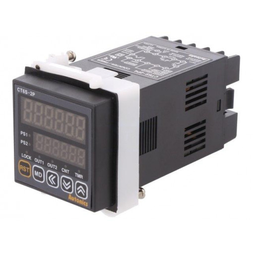 CT6S-2P4; Counter: electronical; 2x LED; time/pulses; SPST; IN 1: NPN,PNP; AUTONICS
