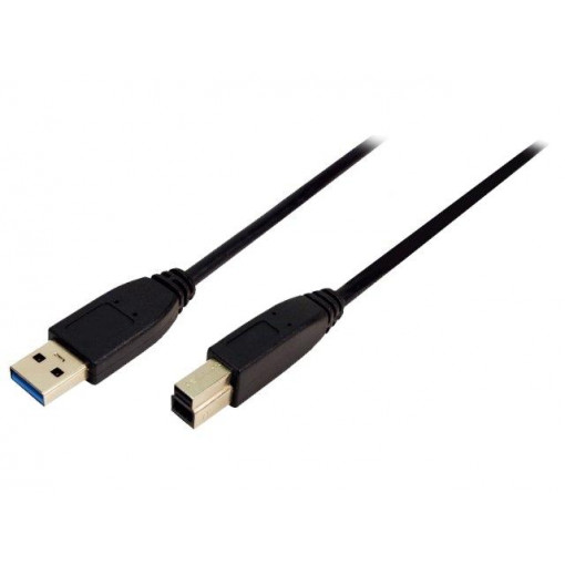 CU0025; Cable; USB 3.0; USB A plug,USB B plug; nickel plated; 3m; black; LOGILINK