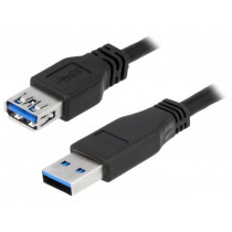 CU0042; Cable; USB 3.0; USB A socket,USB A plug; nickel plated; 2m; black; LOGILINK