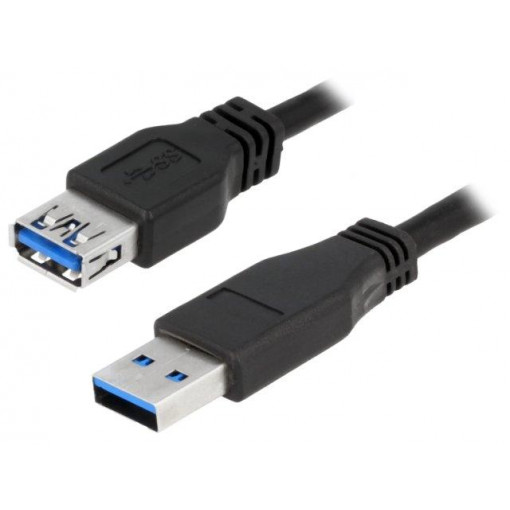 CU0042; Cable; USB 3.0; USB A socket,USB A plug; nickel plated; 2m; black; LOGILINK