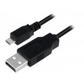 CU0060; Cable; USB A plug,USB B micro plug; nickel plated; 5m; black; LOGILINK