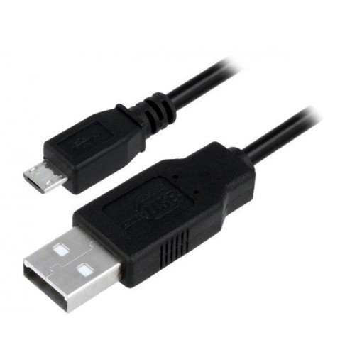 CU0060; Cable; USB A plug,USB B micro plug; nickel plated; 5m; black; LOGILINK