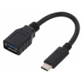 CU0098; Cable; USB 3.0; USB A socket,USB C plug; 150mm; black; LOGILINK
