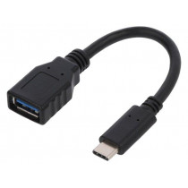 CU0098; Cable; USB 3.0; USB A socket,USB C plug; 150mm; black; LOGILINK
