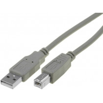 CU201-030-PB; Cable; USB 2.0; USB A plug,USB B plug; nickel plated; 3m; grey; VCOM