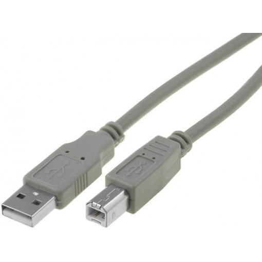 CU201-030-PB; Cable; USB 2.0; USB A plug,USB B plug; nickel plated; 3m; grey; VCOM